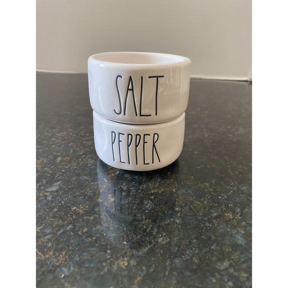 Rae Dunn Artisan Collection By Magenta Salt and Pepper White Ceramic Cellars - Picture 2 of 7